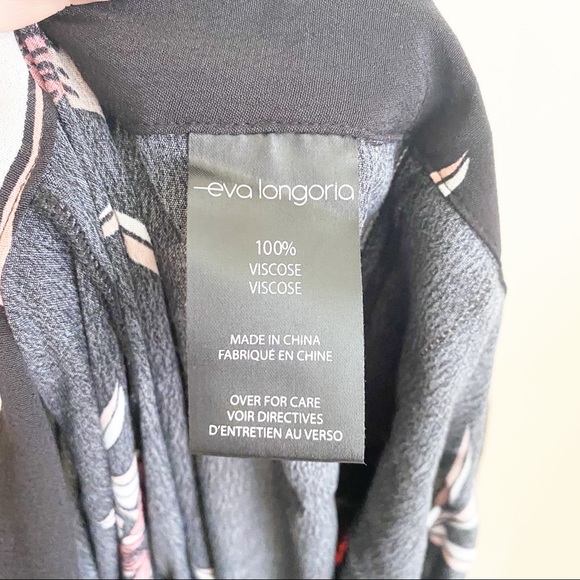 Eva Longoria Floral Ribbon Stripe Wide Leg Crepe Trouser Pant Black Pink 6 - Picture 11 of 12